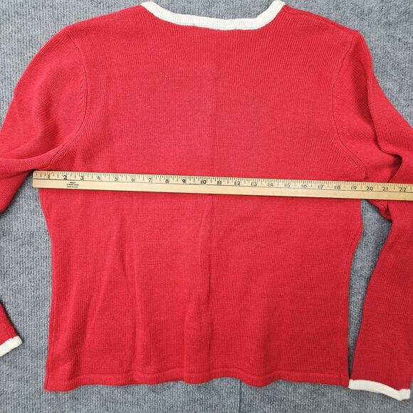 Vintage Tiara International Christmas Cardigan Womens Large Red Snowman Holiday - Picture 5 of 6
